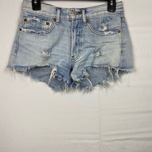 BDG Distressed Light Blue Denim Shorts